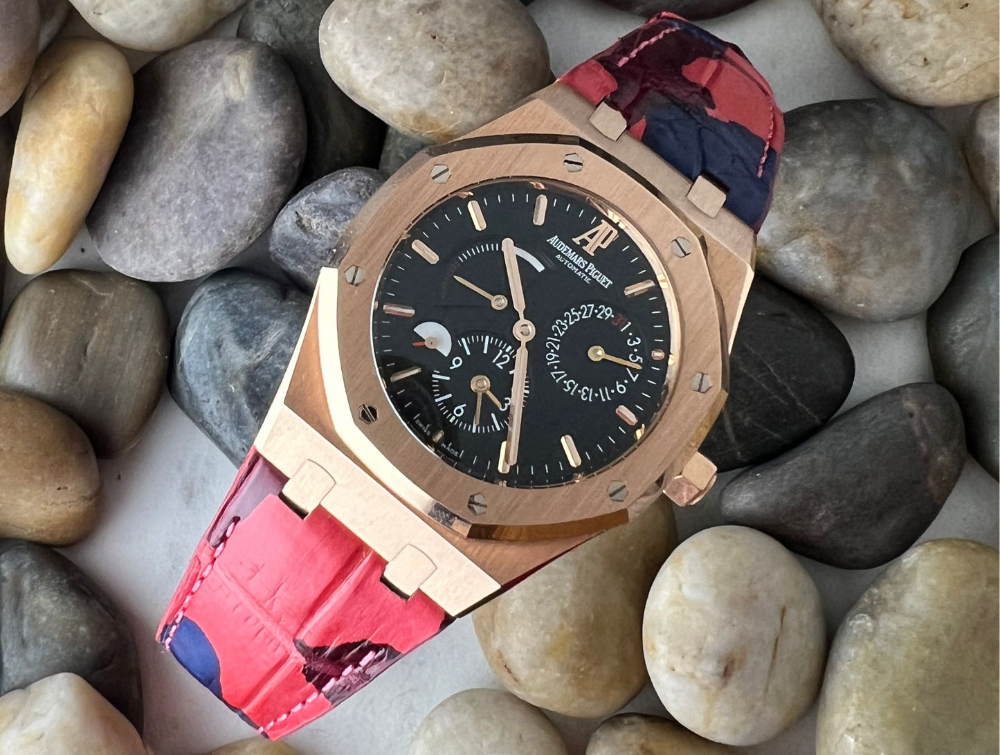 Capolavoro Camo Red Blue Alligator Leather Strap For Audemars Piguet Royal Oak 39mm 41mm 15400 26300