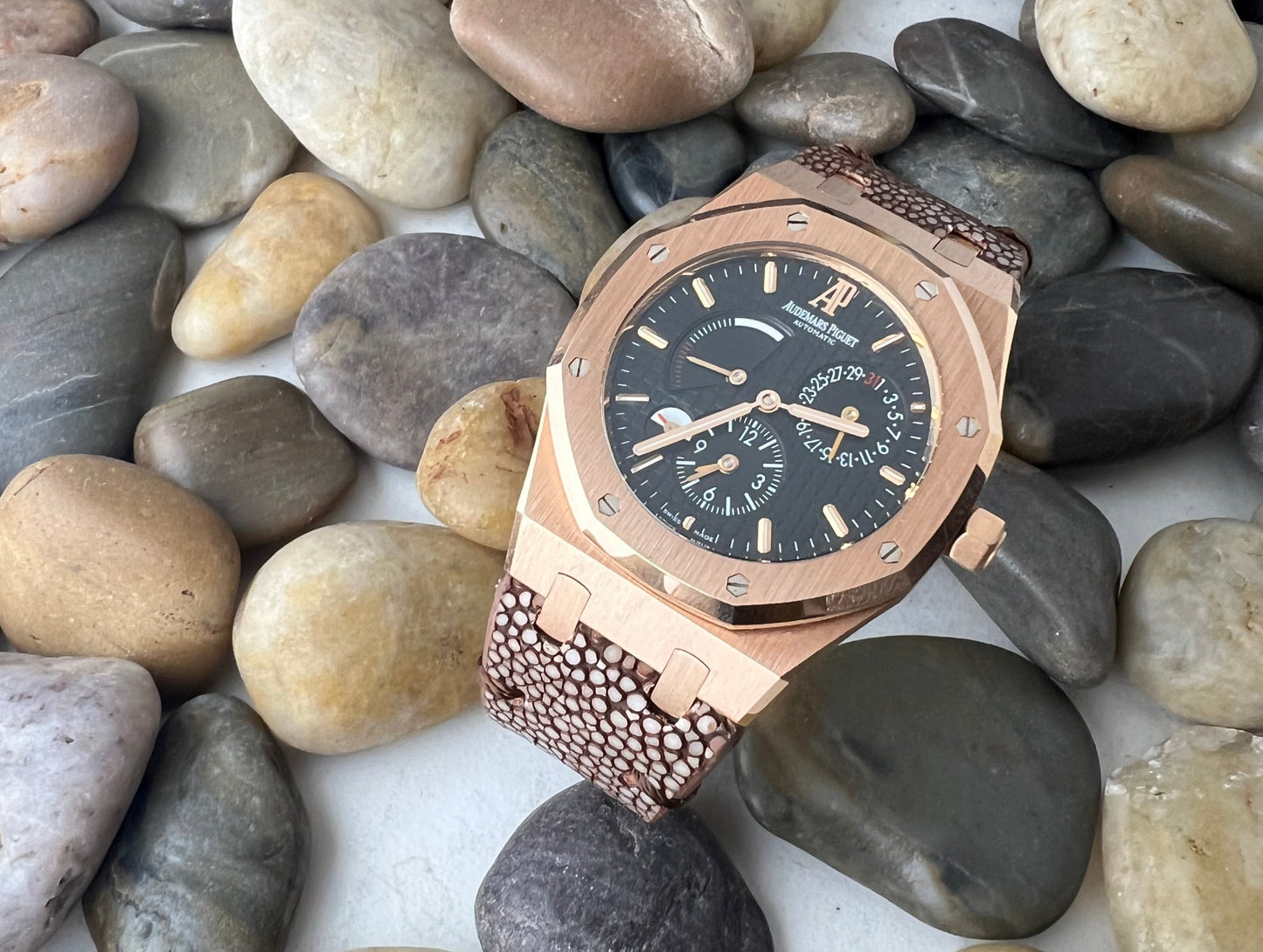AP Bands Brown Polished Stingray Leather Strap For Audemars Piguet Royal Oak 39mm and 41mm