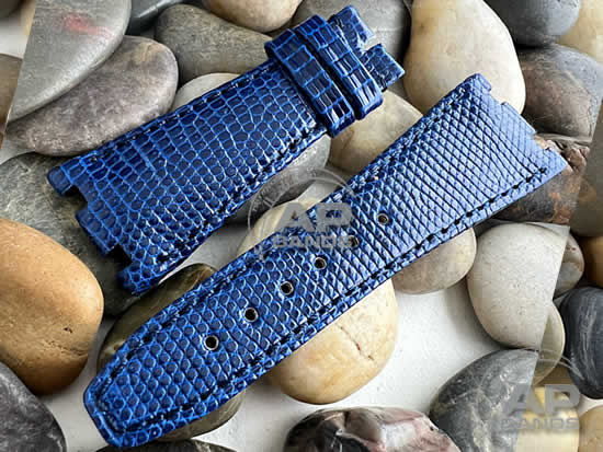 Lucertole Shiny Electric Blue Lizard Leather Strap For Audemars Piguet Royal Oak Offshore 42mm