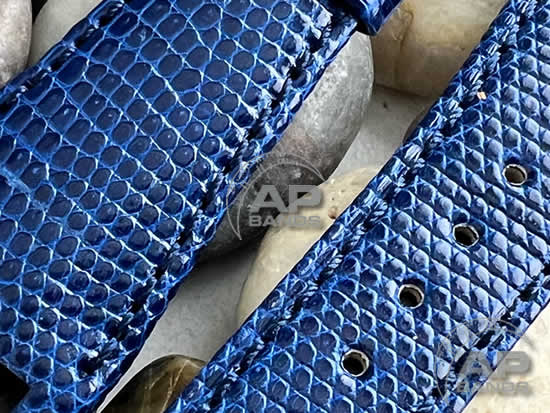 Lucertole Shiny Electric Blue Lizard Leather Strap For Audemars Piguet Royal Oak Offshore 42mm