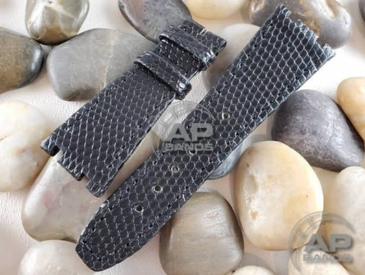 Lucertole Shiny Black Lizard Strap For Audemars Piguet Royal Oak 39mm and 41mm