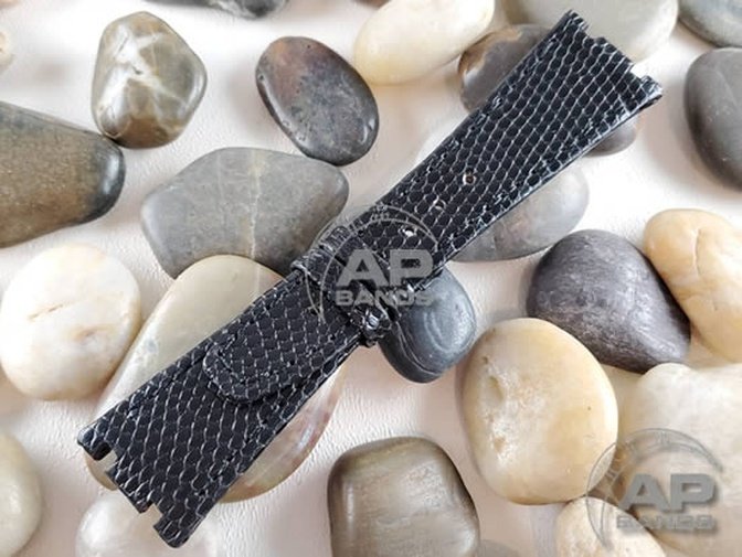 Lucertole Shiny Black Lizard Strap For Audemars Piguet Royal Oak 39mm and 41mm