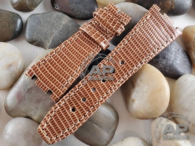 Lucertole Shiny Mocha Lizard Strap For Audemars Piguet Royal Oak 39mm and 41mm