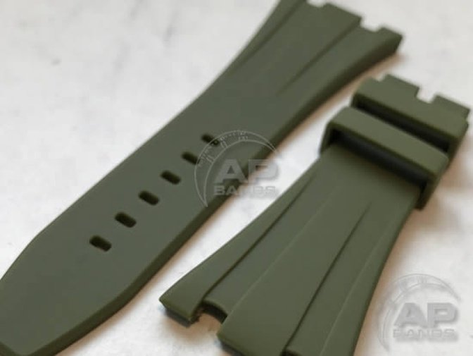 Scuta 100% Rubber Strap Military Olive Green For Audemars Piguet Royal Oak Offshore