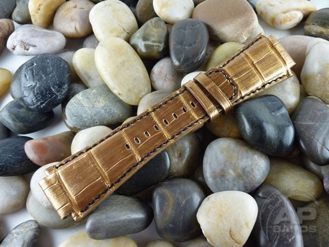 Capolavoro Brushed Gold Alligator Strap For Audemars Piguet Royal Oak Offshore T3/Legacy/Shaq