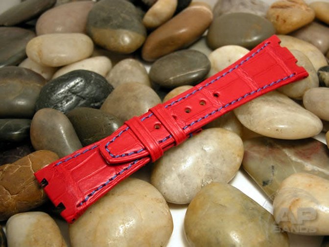 Capolavoro Fire Engine Red Alligator Strap For Audemars Piguet Royal Oak