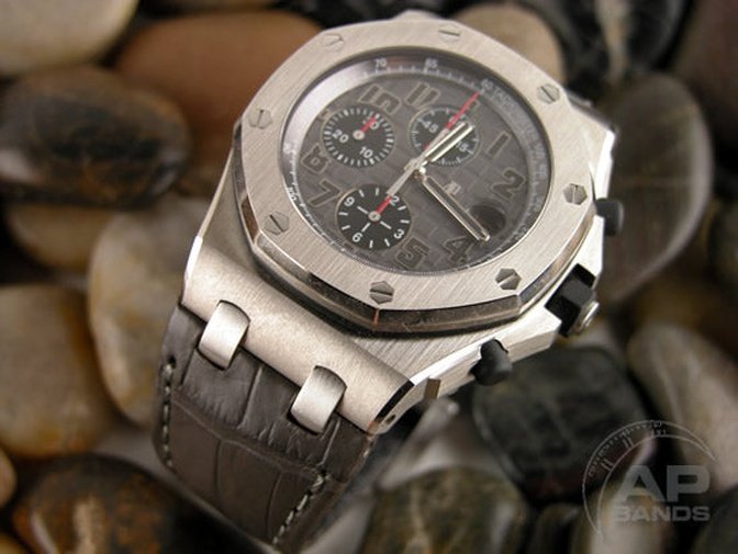 Capolavoro Smoke Grey Alligator Strap For Audemars Piguet Royal Oak Offshore