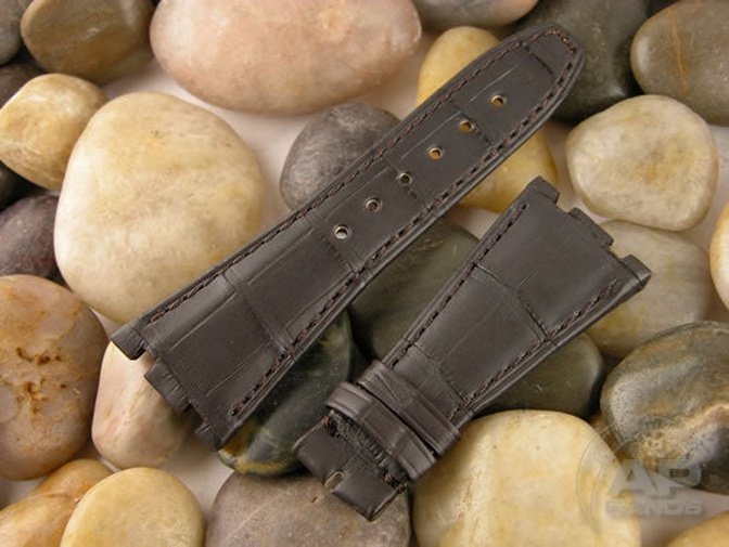 Finitura Opaca Dark Brown Alligator Strap For Audemars Piguet Royal Oak Offshore Newer Case