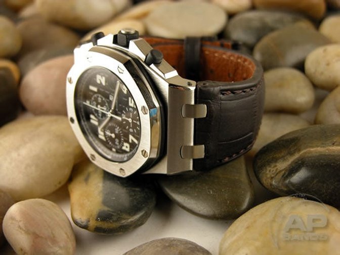 Finitura Opaca Dark Brown Alligator Strap For Audemars Piguet Royal Oak Offshore Newer Case