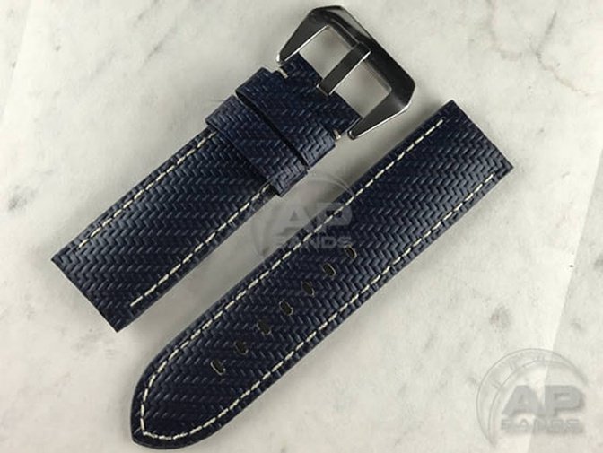 AP Bands 100% Genuine Blue Carbon Fiber Strap For Panerai Watches 44mm