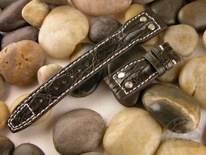 Particolare Capolavoro Dark Brown Hornback Crocodile For IWC Big Pilot, B-Uhr, LACO, Stowa