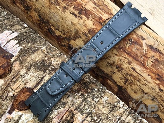 AP Bands Grey Alligator Strap For Audemars Piguet Royal Oak 36mm 14790 25730 25594