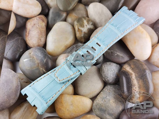 Capolavoro Powder Blue Alligator Strap For Audemars Piguet Royal Oak Offshore 26470 42mm