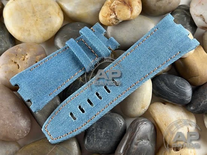 AP Bands Light Blue Denim Strap For Audemars Piguet Royal Oak Offshore 44mm 26400