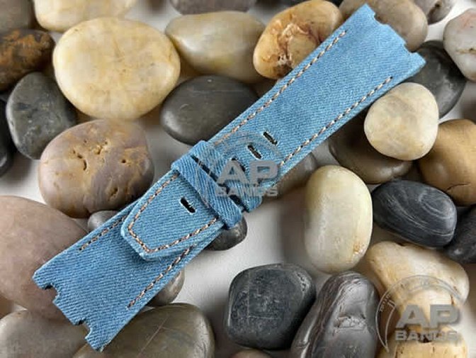 AP Bands Light Blue Denim Strap For Audemars Piguet Royal Oak Offshore 44mm 26400