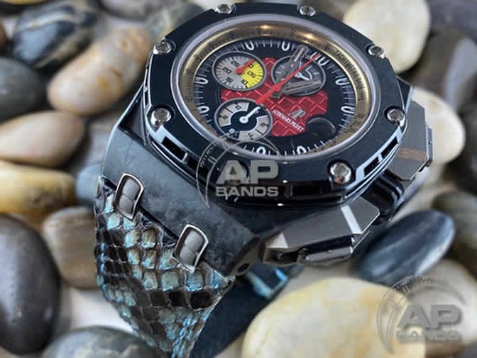 Pitone Blue Grey Python Strap For Audemars Piguet Royal Oak Offshore 44mm Chronograph 26400