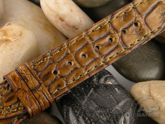 Vintage Golden Brown Alligator For IWC Big Pilot Watches, B-Uhr Deployant