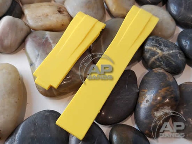AP Bands 20mm Curved End Yellow Rubber Strap For Rolex Watches