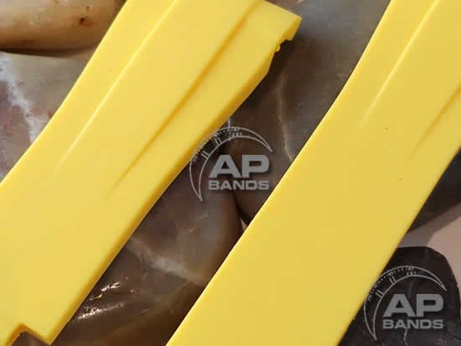 AP Bands 20mm Curved End Yellow Rubber Strap For Rolex Watches