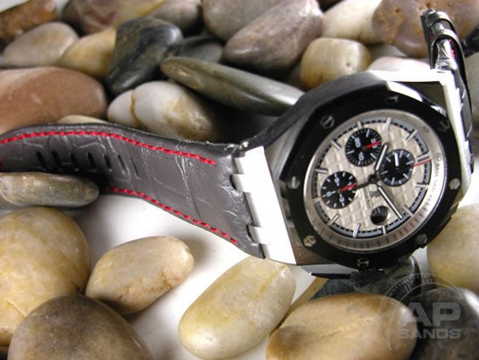 Capolavoro Charcoal Grey Alligator Strap For Audemars Piguet Royal Oak Offshore 44mm Chronograph