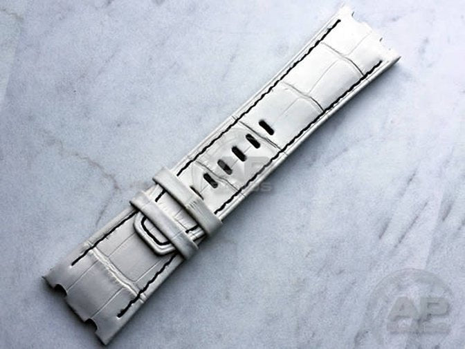 Capolavoro White Alligator Strap For Audemars Piguet Royal Oak Offshore 44mm Chronograph 26400