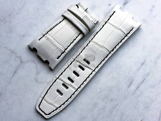 Capolavoro White Alligator Strap For Audemars Piguet Royal Oak Offshore 44mm Chronograph 26400