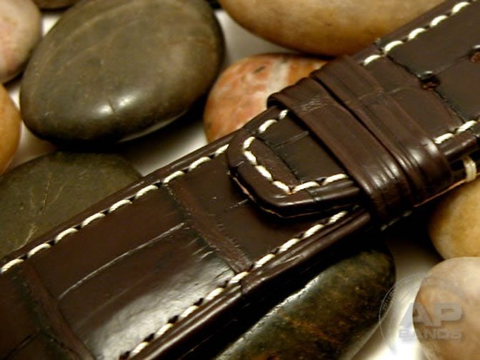 Wider 24mm Taper Capolavoro Dark Brown Alligator Strap For Audemars Piguet Royal Oak Offshore