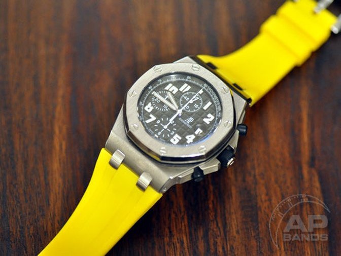 Scuta 100% Rubber Strap Yellow For Audemars Piguet Royal Oak Offshore