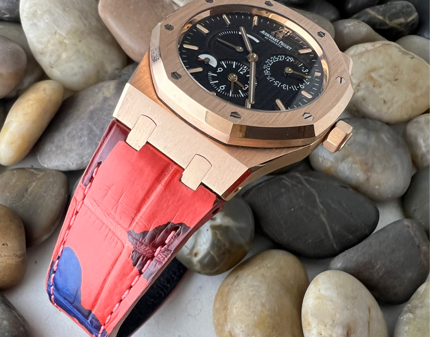 Capolavoro Camo Red Blue Alligator Leather Strap For Audemars Piguet Royal Oak 39mm 41mm 15400 26300