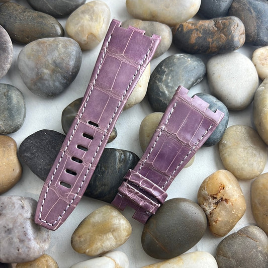 AP Bands Open Box 10 Lavendar Glazed Alligator Strap For Audemars Piguet Royal Oak Offshore 26470