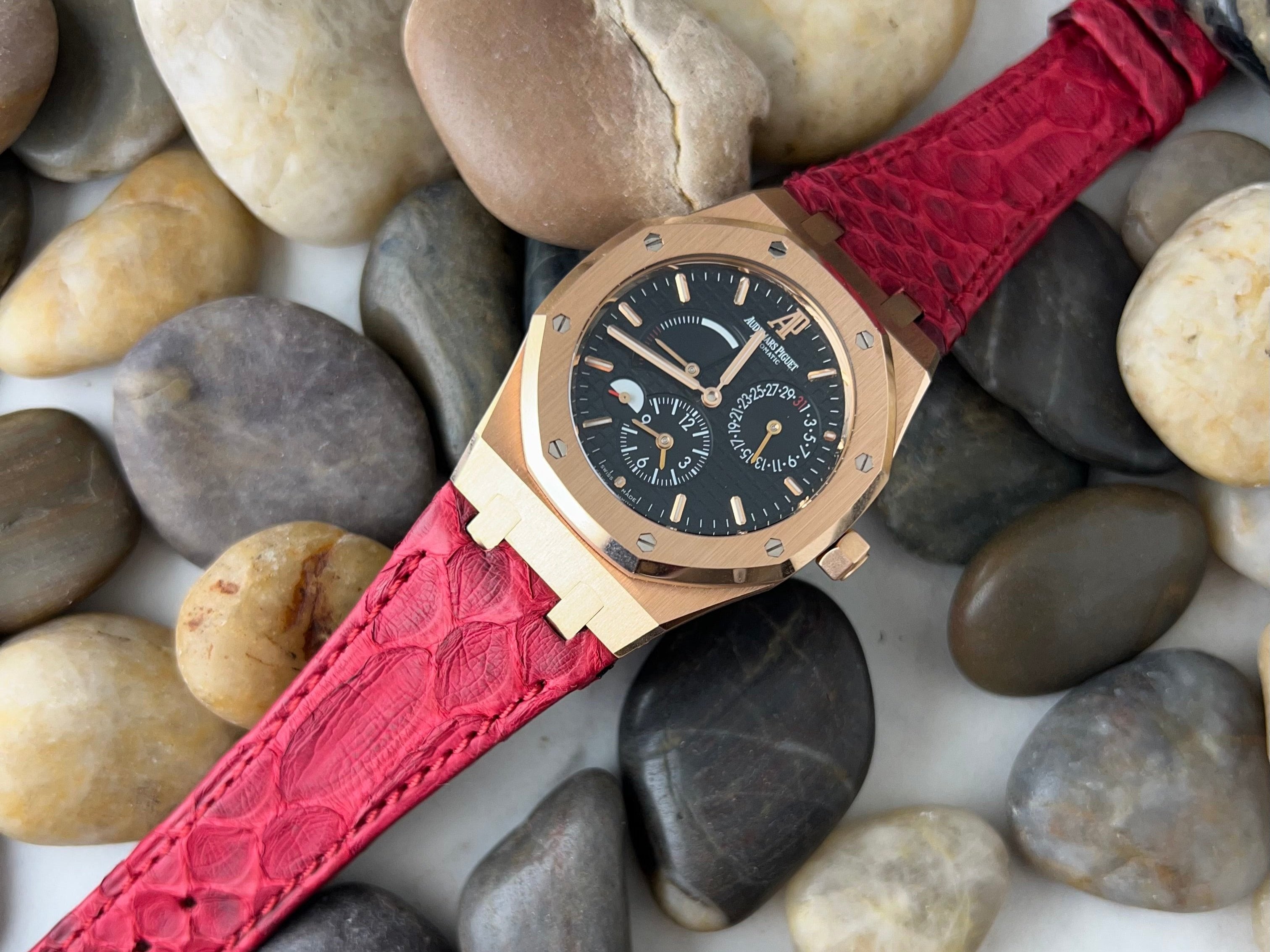 Red Python Leather Swatch Pitone Red Python Leather Strap For Audemars Piguet Royal Oak 15300 15 ...