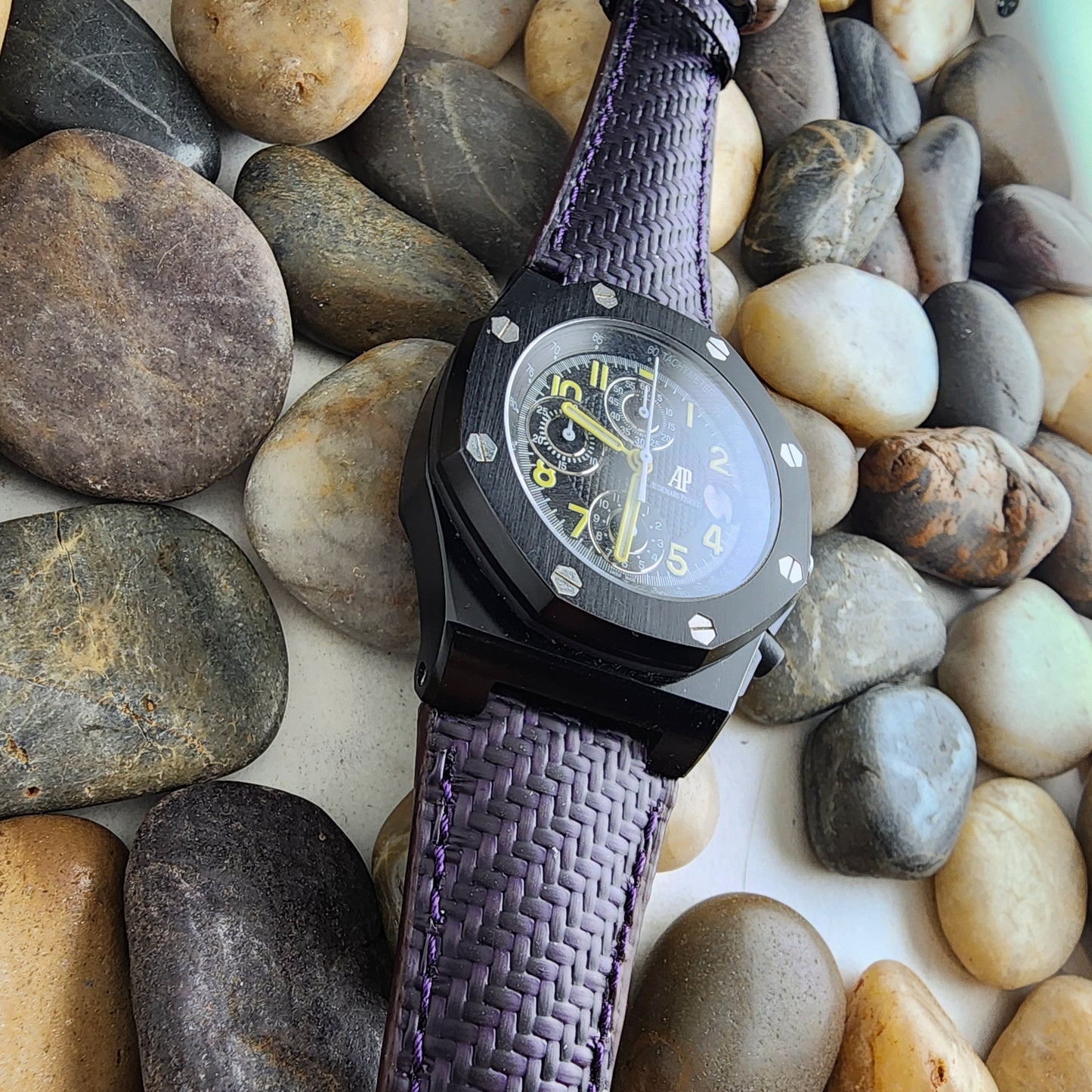 AP Bands 100% Genuine Purple Carbon Fiber Strap For Audemars Piguet Royal Oak Offshore 42mm End Of Days 25770ST