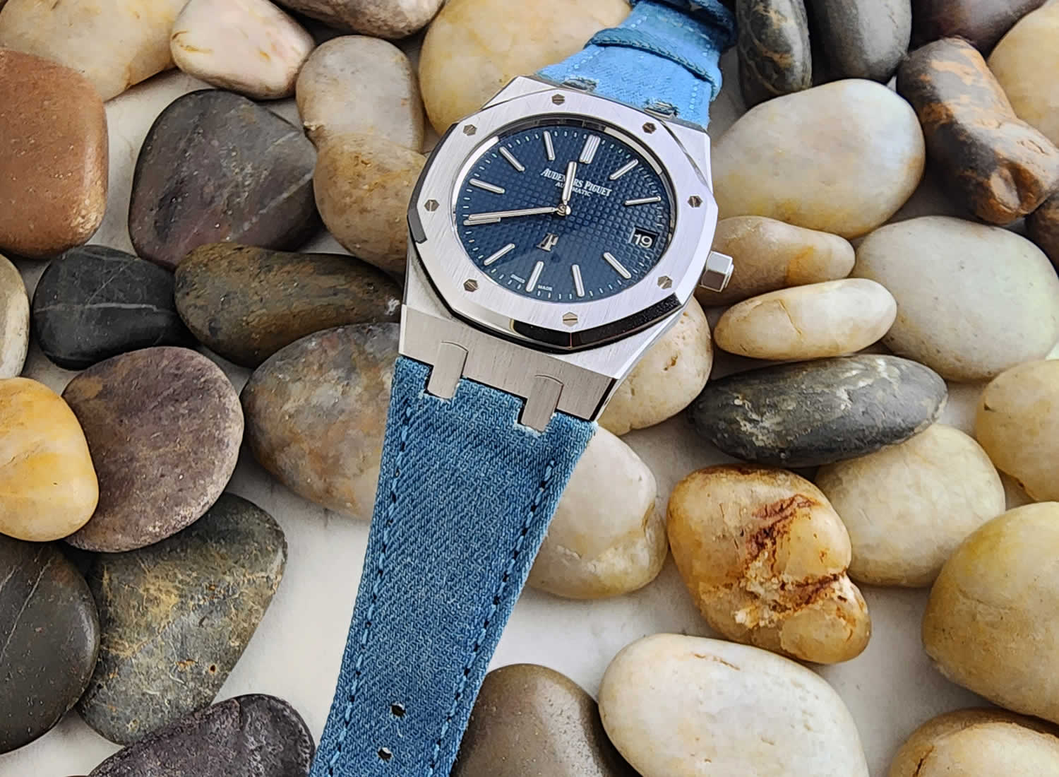 AP Bands Light Blue Denim Strap For Audemars Piguet Royal Oak 26120 15