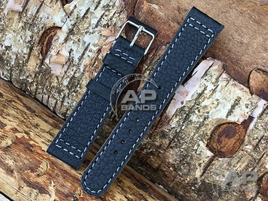 ALT Black Leather Strap for Rolex Watches 20mm