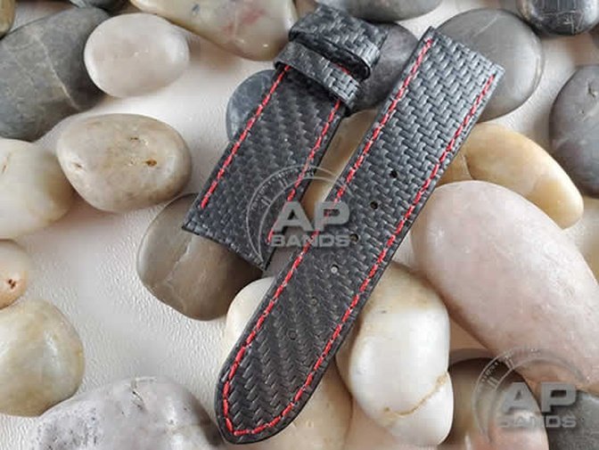 AP Bands 100% Genuine Black Carbon Fiber Strap For Watches with 21mm Curved Lugs