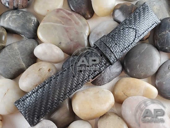 AP Bands 100% Genuine Black Carbon Fiber Strap For Watches with 22mm Lugs
