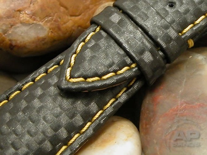 Arazzo Black Carbon Leather Strap Bright Yellow Stitch For Audemars Piguet Royal Oak Offshore End Of