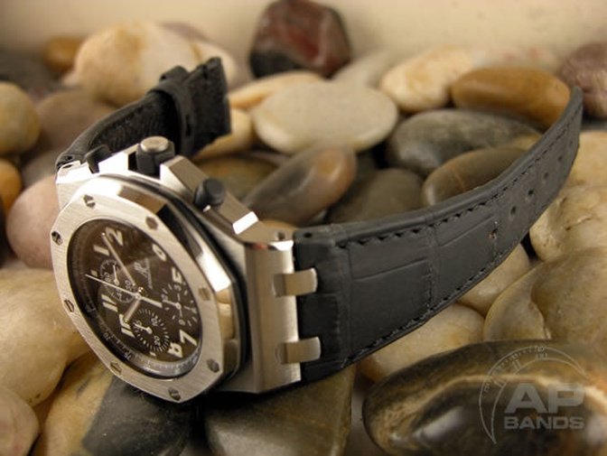 Finitura Opaca Black Alligator Strap For Audemars Piguet Royal Oak Offshore Newer Case