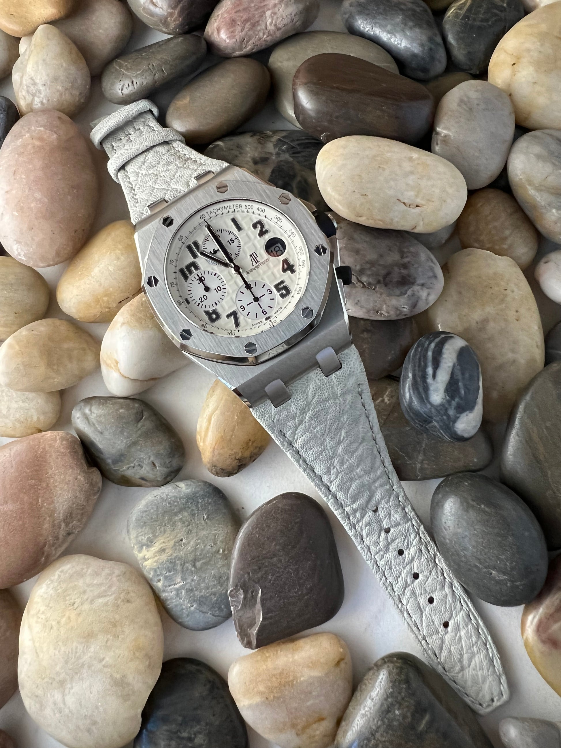 Elephant Grey Leather Watch Strap