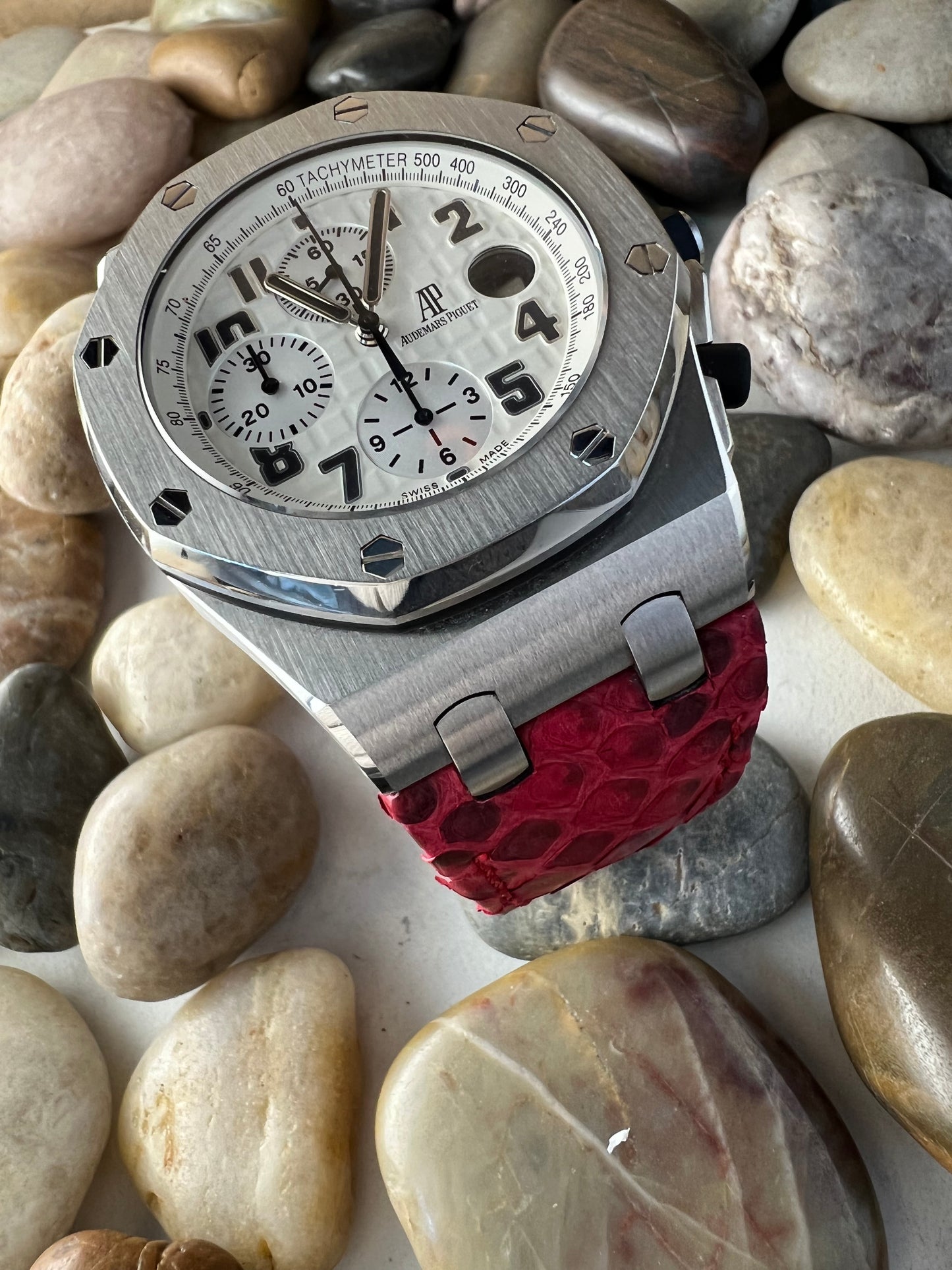 Pitone Red Python Leather Strap For Audemars Piguet Royal Oak Offshore