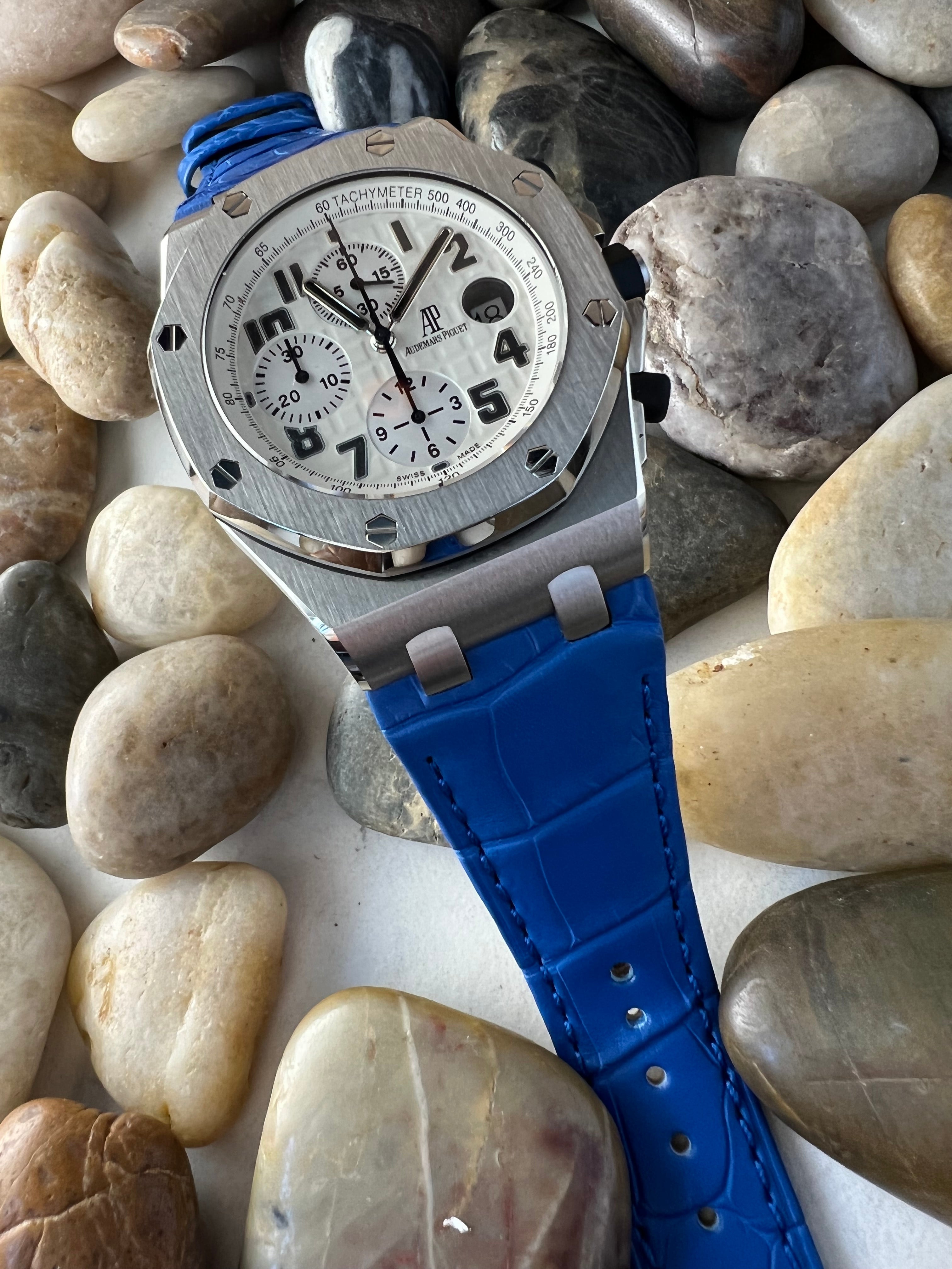 Capolavoro Electric Blue Alligator Leather Strap For Audemars Piguet R ...