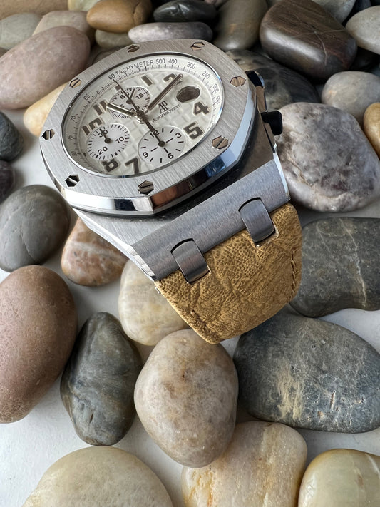 AP Bands Gold Elephant Leather Strap For Royal Oak Offshore 42mm