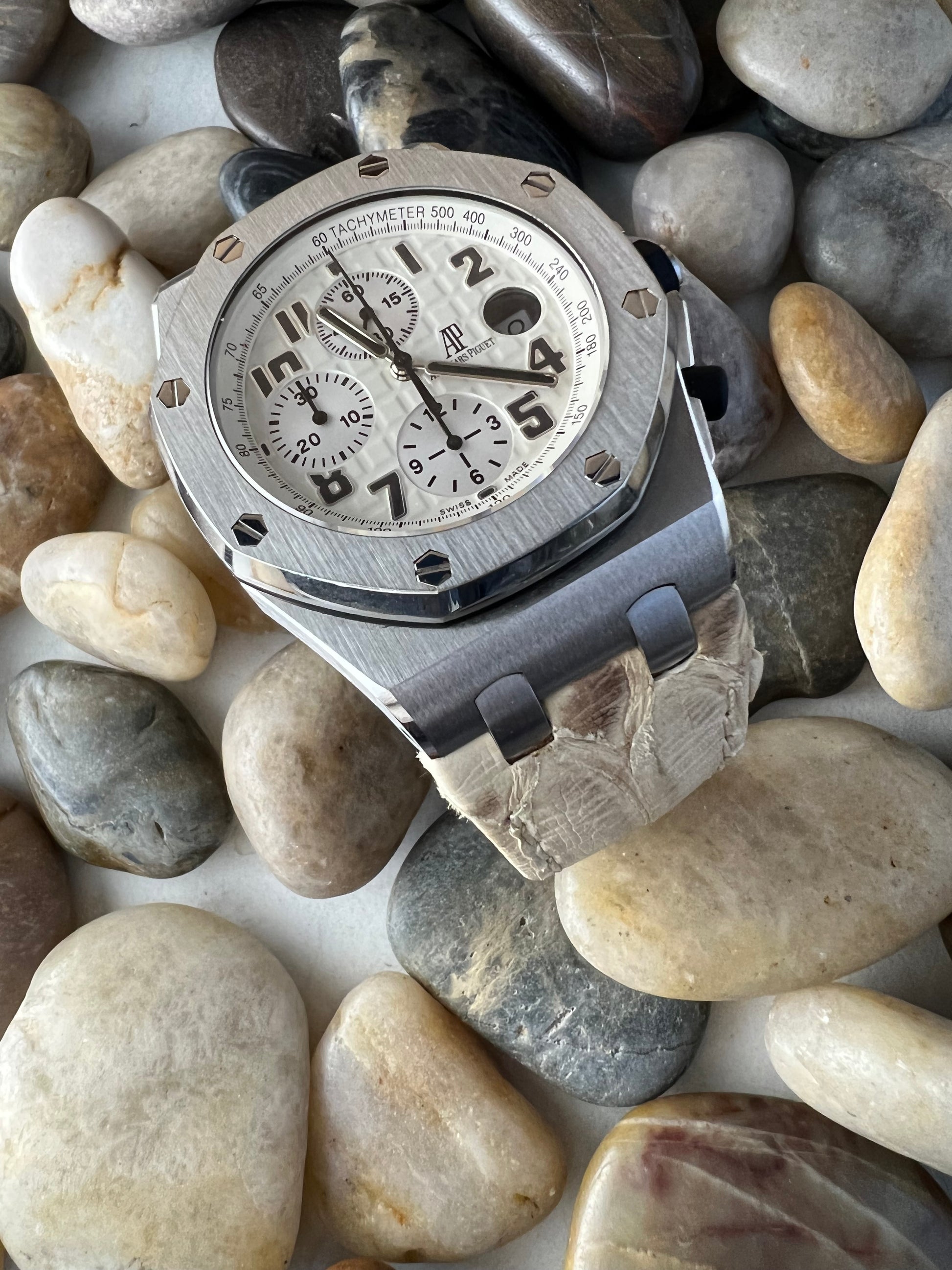 Pitone Cream Python Leather Strap For Audemars Piguet Royal Oak