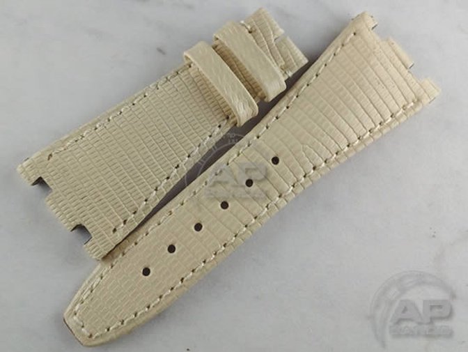 Lucertole Shiny Cream Lizard Strap For Audemars Piguet Royal Oak Offshore