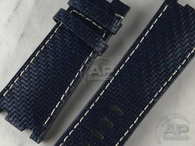 AP Bands 100% Genuine Blue Carbon Fiber Strap For Audemars Piguet Royal Oak Offshore 42mm Diver / Ch