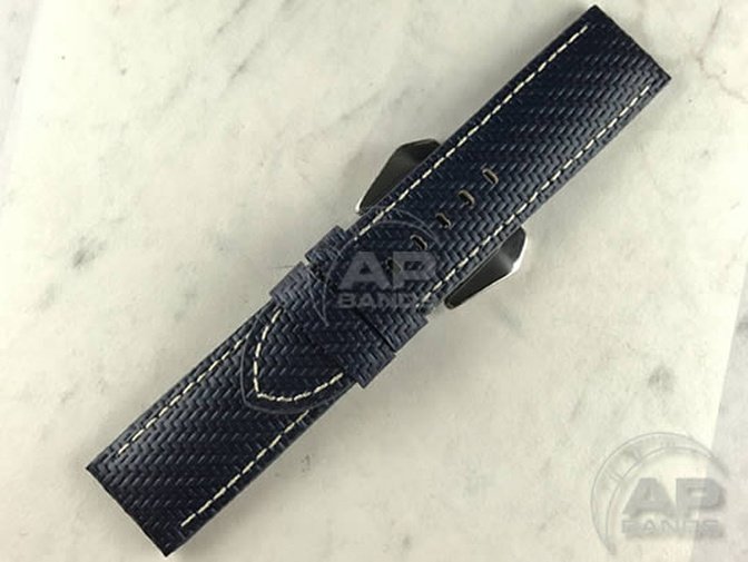 AP Bands 100% Genuine Blue Carbon Fiber Strap For Panerai Watches 44mm