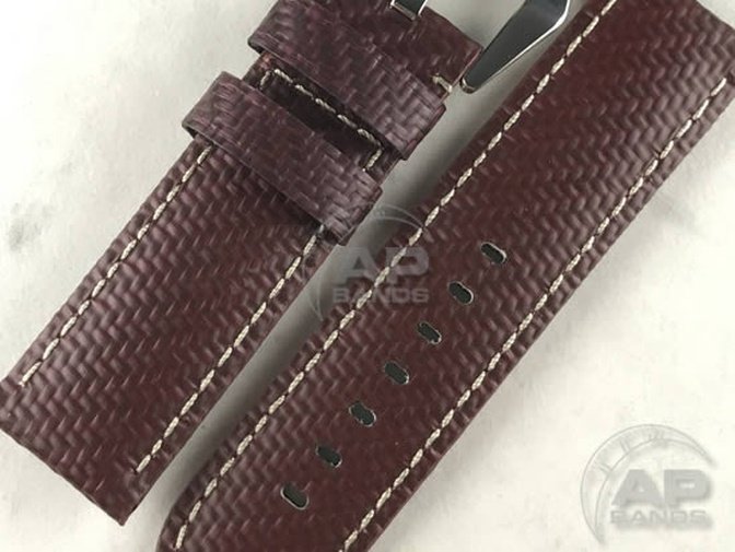AP Bands 100% Genuine Red Carbon Fiber Strap For Panerai Watches 44mm