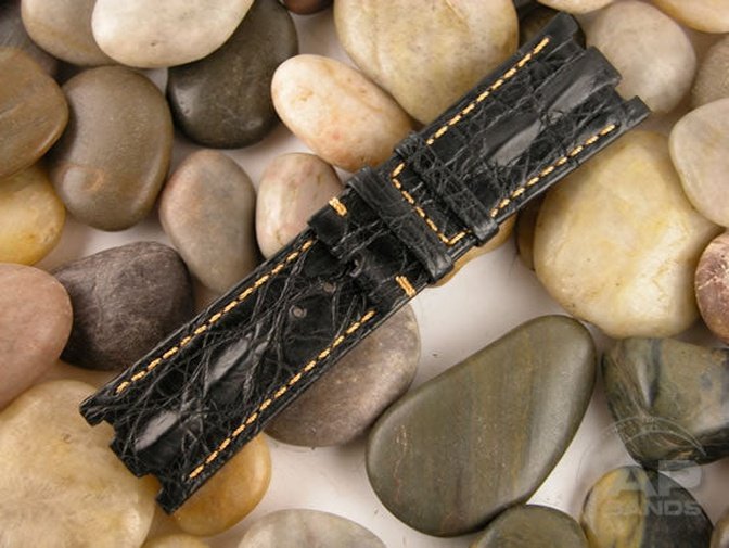 Wider 24mm Taper Particolare Capolavoro Black Hornback Strap For Audemars Piguet Royal Oak Offshore