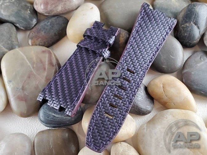 AP Bands 100% Genuine Purple Carbon Fiber Strap For Audemars Piguet Royal Oak Offshore 42mm 26470