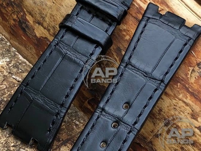 AP Bands Black Alligator Strap For Audemars Piguet Royal Oak 36mm 14790 25730 25594